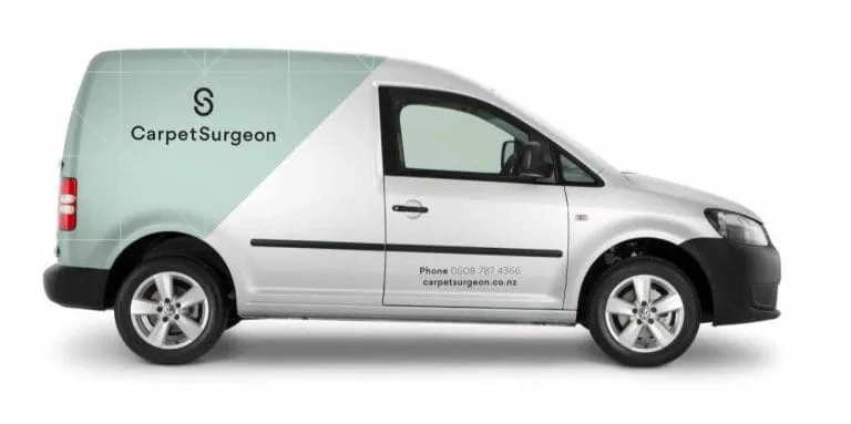 carpet surgeon's van for carpet cleaning and carpet repair jobs in Auckland