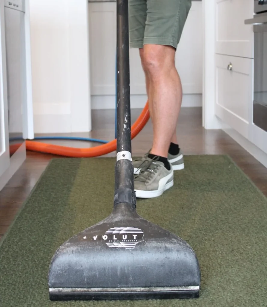 rug cleaning in progress
